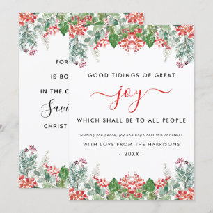 Cartão De Festividades Winter Berries Greenery Joy Christian Christmas