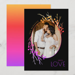 Cartão De Festividades Winter Berries Love Branch Rainbow Black