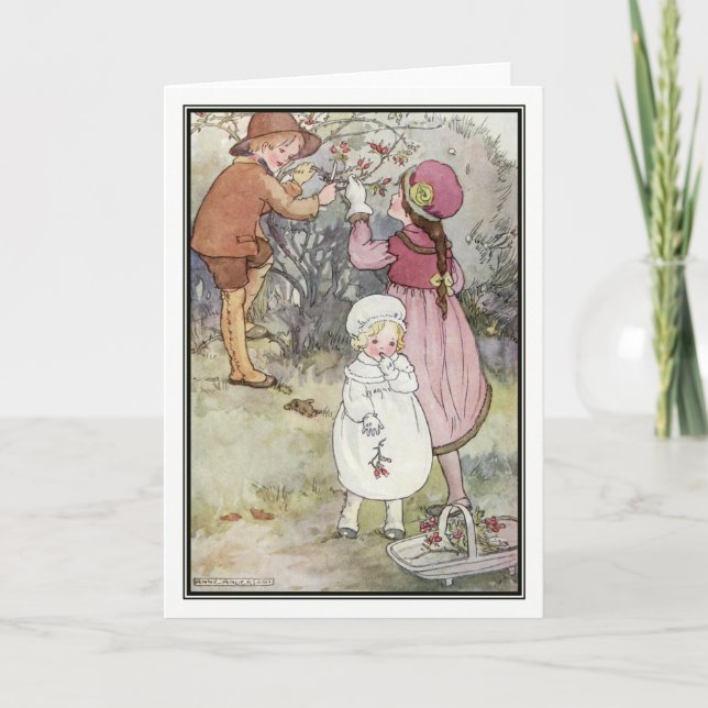 Cartão De Festividades Winter Berries por Anne Anderson (Frente)