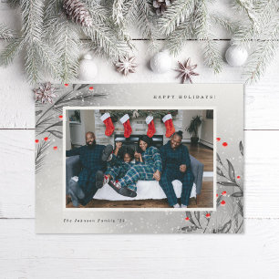 Cartão De Festividades Winter Berries Snowy Photo