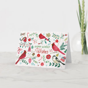 Cartão De Festividades Winter Birds - Warm Wishes
