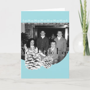 Cartão De Festividades Winter Blue and Pinecones Photo Greeting