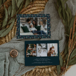 Cartão De Festividades Winter Botanicals Coquette Bow | Elegant Photo