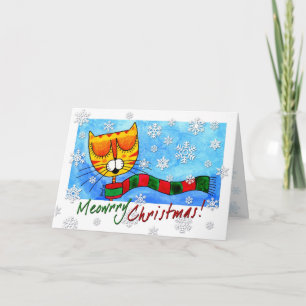 Cartão De Festividades Winter Cat - Meowrry Christmas! Card