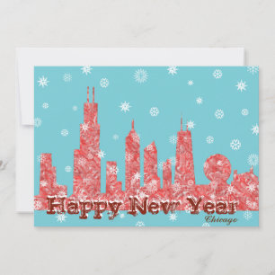 Cartão De Festividades WInter Chicago Skyline Holiday card