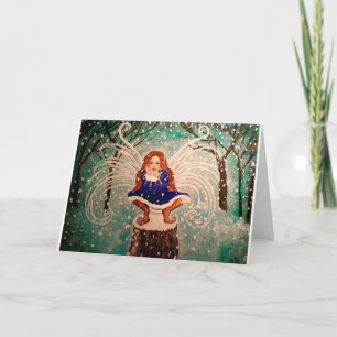 Cartão De Festividades Winter Christmas Snow Fairy Art Greeting Card