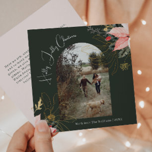 Cartão De Festividades Winter Floral Arch Holly Jolly Christmas One Photo