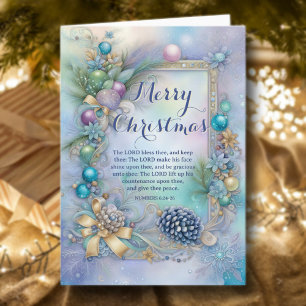 Cartão De Festividades Winter Floral KJV Bíblia Verse Christian Natal