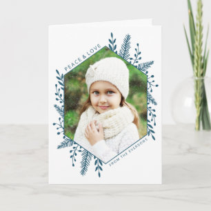 Cartão De Festividades Winter Foliage Photo Holiday Greeting Card Teal