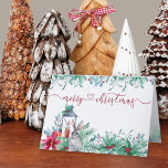 Cartão De Festividades Winter Greenery Holly Mistletoe Watercolor Garland<br><div class="desc">Cartões de Natal personalizados com caligrafia elegante e bonito terra verde de inverno. Esta design de aquarela tem uma lanterna acesa, coelho e poinsettia com verde de inverno, sagrado, bagas e amora. O Feliz Natal é marcado à mão e ligado a um coração de amor. Dentro, há uma borda da...</div>