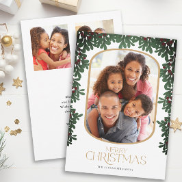 Cartão De Festividades Winter Greenery Mistletoe 3 Fotos Natal