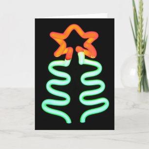 Cartão De Festividades Winter Holiday Card: "Merry (neon) Christmas"