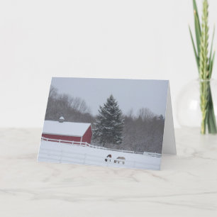 Cartão De Festividades Winter Horse Farm Holiday Greeting Card