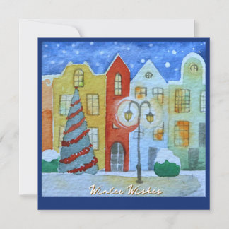 Cartão De Festividades Winter In A Quiet Little Town Christmas Card