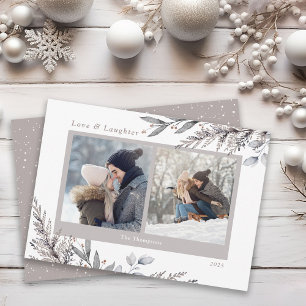 Cartão De Festividades Winter Leaves and Sprigs Watercolor 2 Fotografias