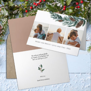 Cartão De Festividades Winter Nature Watercolor Pine Cone Spruce Branch