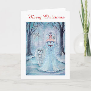 Cartão De Festividades Winter queen and lion christmas cards by Renee