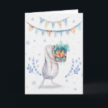 Cartão De Festividades Winter Snow Bunny Felry Christmas<br><div class="desc">Cartão de ilustração para crianças maravilhoso de design de água encantadora de coelho bonitinho na neve se divertindo e aproveitando o inverno enquanto celebram os presentes de abertura de Natal e se divertindo na neve. Feliz Natal a todos!</div>