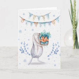 Cartão De Festividades Winter Snow Bunny Felry Christmas