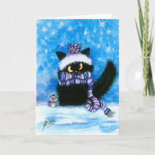 Cartão De Festividades Winter Snow Cat Hamster Card by Bihrle