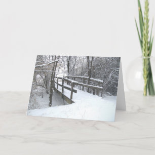 Cartão De Festividades Winter Snow Covered Bridge Christmas Card