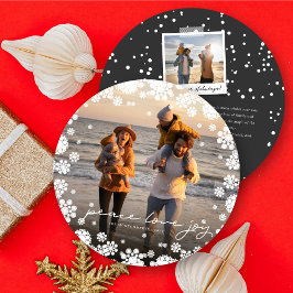 Cartão De Festividades Winter Snowflakes Peace Love Joy Elegant Photo