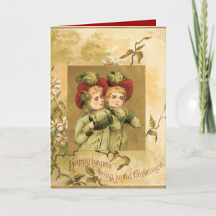 Cartão De Festividades Winter Twins Christmas Card