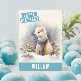 Cartão De Festividades Winter vibes Ermine Birthday Card