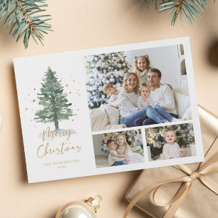 Cartão De Festividades Winter Watercolor Pine Christmas 3 Photo