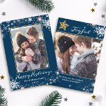 Cartão De Festividades Winter Wonderland Blue Season Saudações 2 Foto<br><div class="desc">Winter Wonderland Blue Season's Saudações 2 Photo Holiday Card</div>