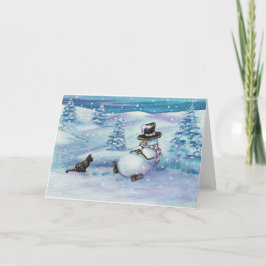 Cartão De Festividades Winter Wonders Snowman Snooze Card por Bihrle