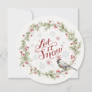 Cartão De Festividades Winter Wreath - Let it Snow