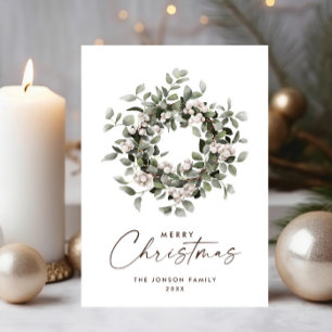 Cartão De Festividades Winterberry Bohemian Neutral Christmas Wreath