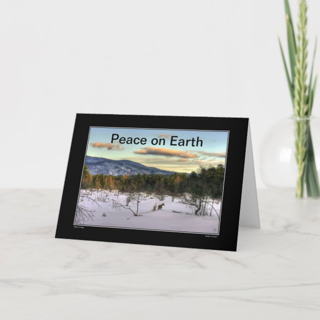 Cartão De Festividades Winters Twilight Peace on Earth Holiday Card (Frente)