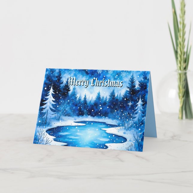 Cartão De Festividades Wintry Frosted Christmas Holiday Card (Frente)