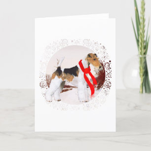 Cartão De Festividades Wire Fox Terrier Inverno