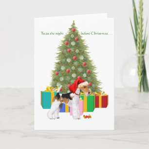 Cartão De Festividades Wire Fox Terrier Natal