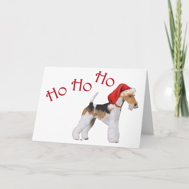 Cartão De Festividades Wire Fox Terrier Natal (Frente)