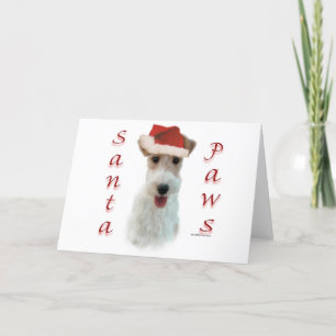 Cartão De Festividades Wire Fox Terrier Santa Paws