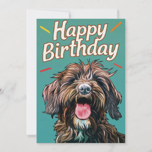 Cartão De Festividades Wirehaired Pointing Griffon Happy Birday