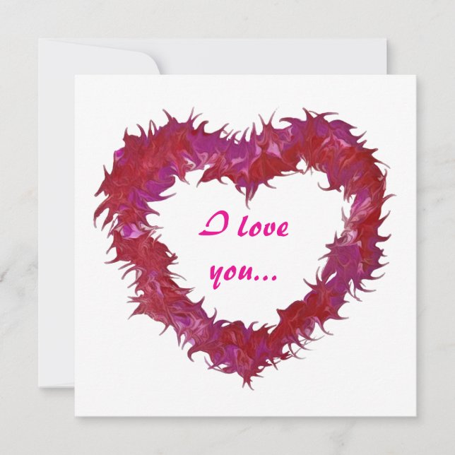 Cartão De Festividades Wispy Red Heart Valentines Day Cards (Frente)