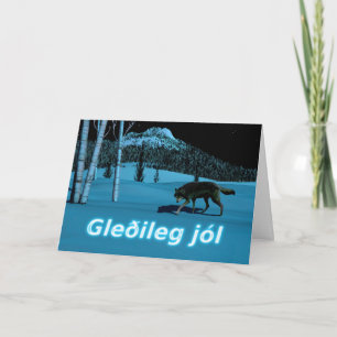 Cartão De Festividades Wolf de inverno - Gleðileg Jól