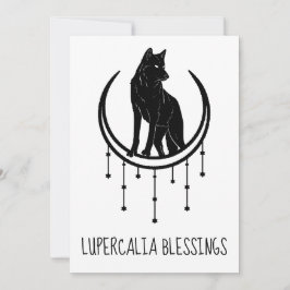 Cartão De Festividades Wolf Moon e Stars Namorados de Lupercalia Negra