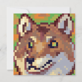 Cartão De Festividades Wolf pixelart, Pixel Art 