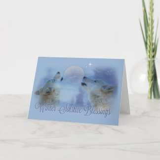Cartão De Festividades Wolves Winter Solstice Blessings Card
