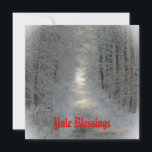 Cartão De Festividades Wonderland Yule/Winter Solstício<br><div class="desc">Uma passagem através da floresta coberta de neves com estes cartões postais de Natal Yule/Winter Solstce. A clareira pela floresta é simbólica do retorno da luz após a escuridão do inverno</div>