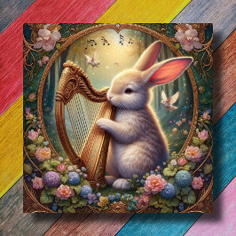 Cartão De Festividades Woodland Art Nouveau Floral Bunny Páscoa
