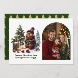 Cartão De Festividades Woodland Beaver Cozy Forest Christmas Magic Photo