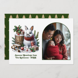 Cartão De Festividades Woodland Bunny Cozy Forest Christmas Holiday Photo