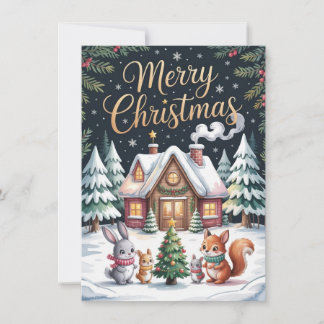 Cartão De Festividades Woodland Christmas Cabin Card